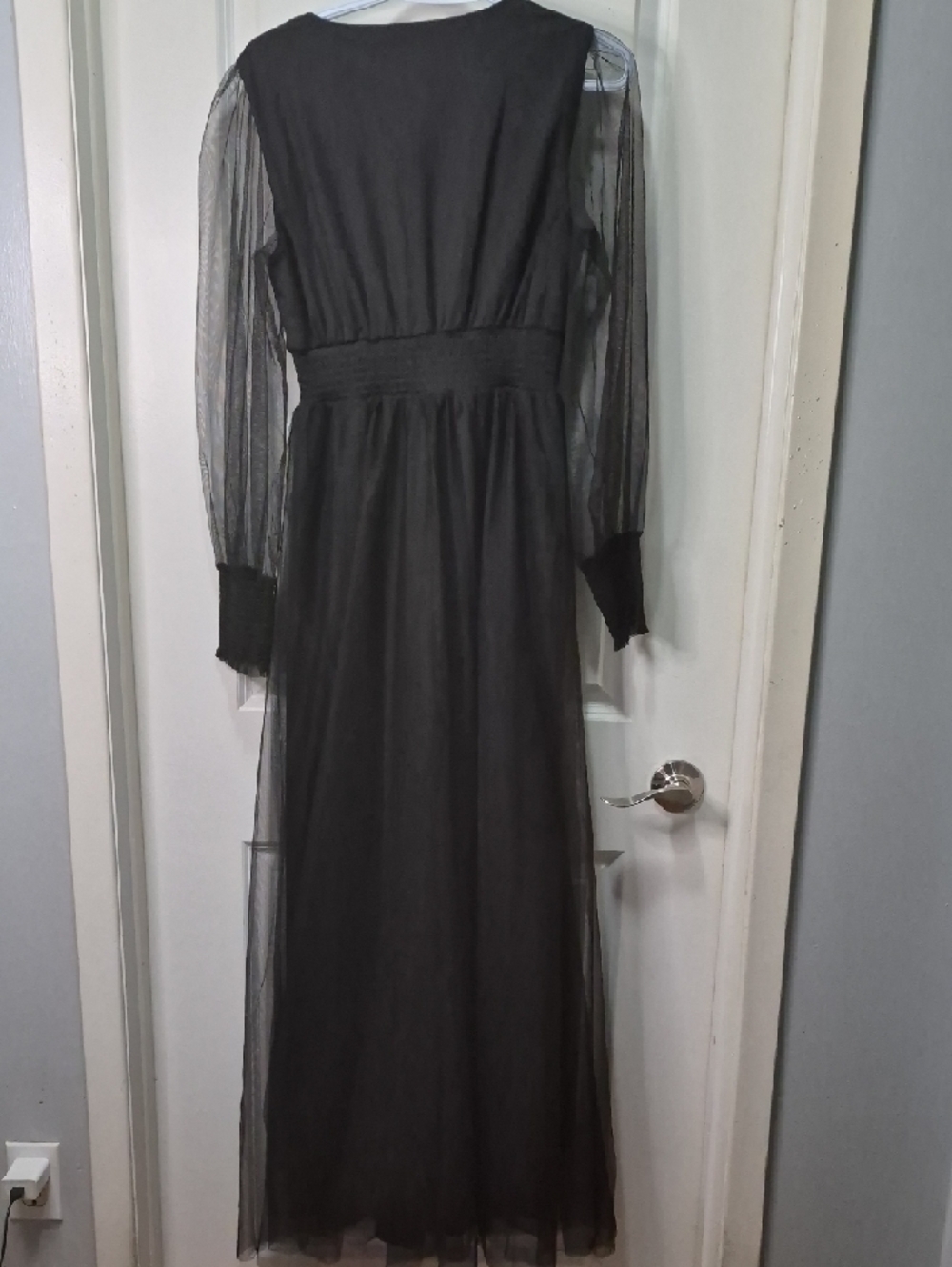 Baltic Born Layla Tulle Black Sheer-Mesh Long Sleeve Maxi Dress - Picture 7 of 15
